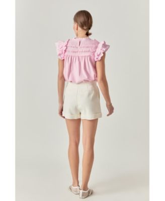 Women's Mix Media Ruffle Top