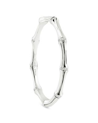 Pav&eacute; Bamboo Bangle Bracelet in Sterling Silver 