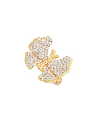 Pav&eacute; Butterfly Cocktail Ring in 18K Gold Plated