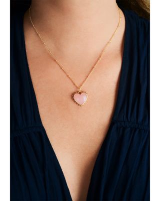 Heart Stone 18K Yellow Gold Plated Stone Necklace, 19"L