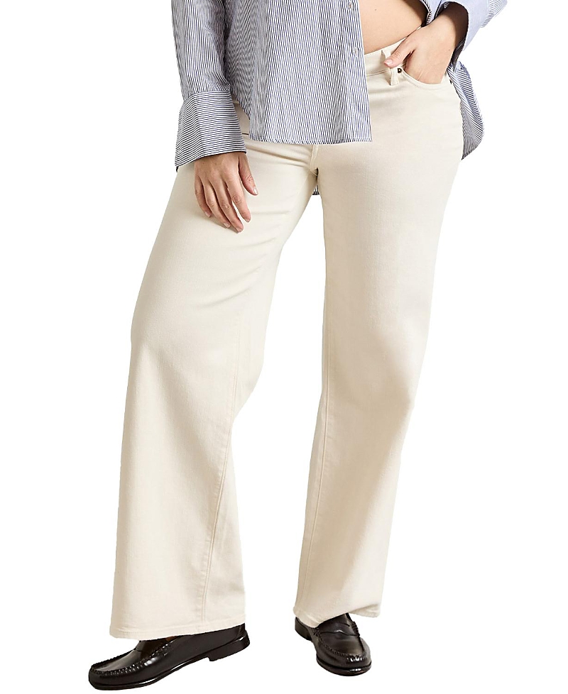Hatch Collection Under The Bump Relaxed Wide Leg Maternity Jean In Vanilla In Vanilla