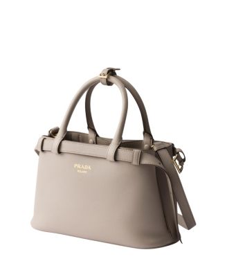 Buckle Small Leather Handbag with Double Belt