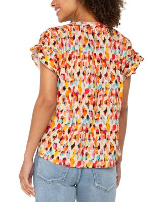 Printed Dolman Sleeve Popover Blouse