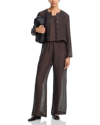 LESET - Stella Crewneck Cardigan, Top & Wide Leg Pants