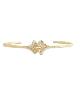 Anabel Aram - Pav&eacute; Ginkgo Leaves Cuff Bracelet