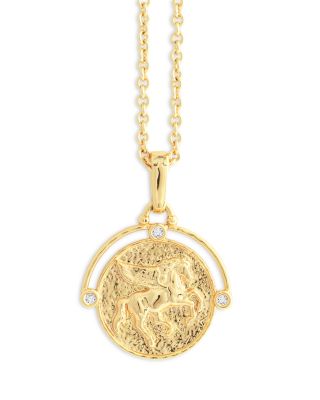 Pav&eacute; Pegasus Coin Pendant Necklace, 16"-17" 