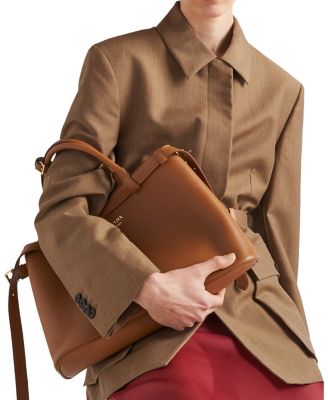 Buckle Medium Leather Handbag with Double Belt