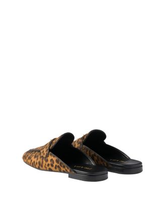  Women's Leopard-Print Leather Mules