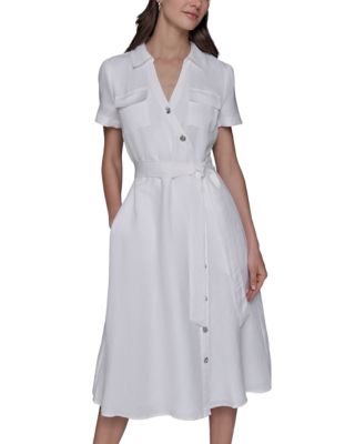 Faux Wrap Midi Dress