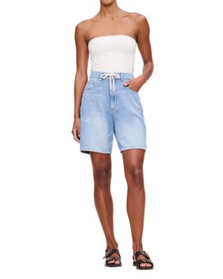 Taylor Aura Drawstring High Rise Denim Shorts in Beachwave