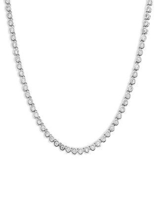 By Adina Eden - Cubic Zirconia Bezel Tennis Necklace, 16"
