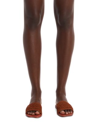 Women's Flower Raffia Slide Sandals