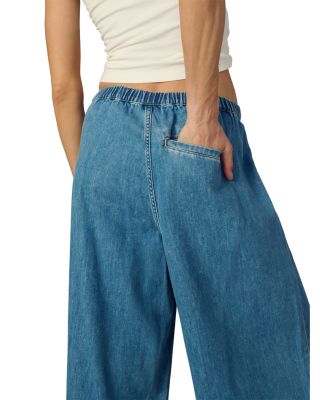 The Ruched High Rise Palazzo Jeans in Curious 