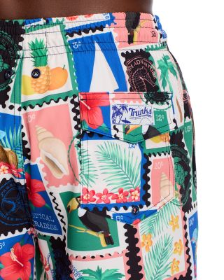 Sano Tropical Stamp Print  6.5&amp;quot; Swim Trunks