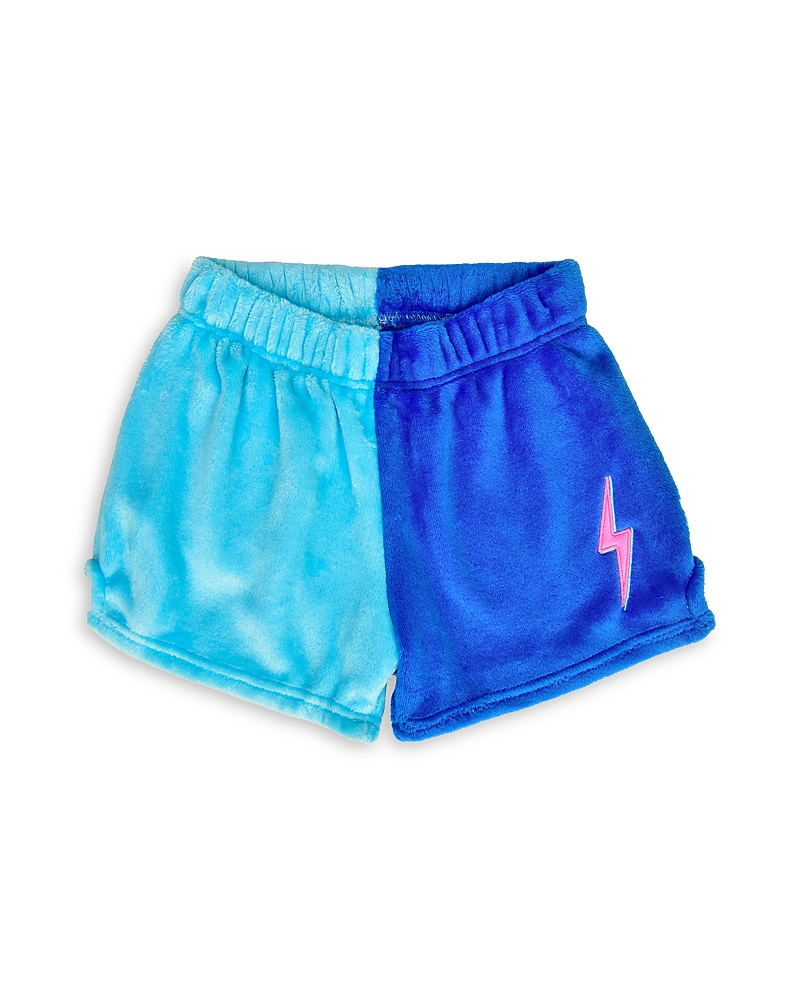 ISCREAM GIRLS' LIGHTNING BOLT COLOR BLOCK PLUSH SHORTS - LITTLE KID, BIG KID