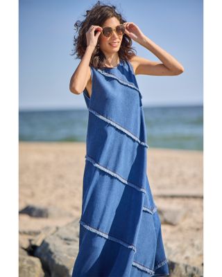 Mirabella Denim Fringe Midi Dress