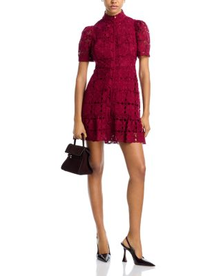 Floral Lace Mock Neck Mini Dress -Exclusive