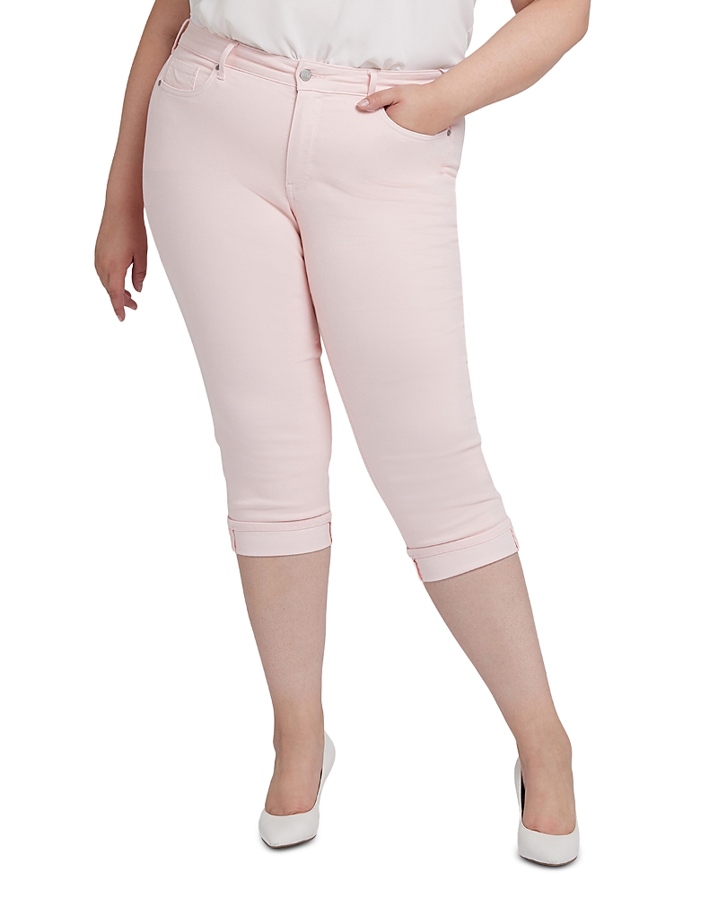 NYDJ PLUS MARILYN HIGH RISE STRAIGHT CROPPED JEANS IN OPTIC WHITE