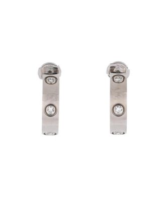 Pre-Owned Cartier - 5.5mm Love 6 Diamonds Hoop Earrings 18K White Gold with Diamonds