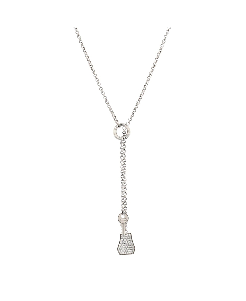 Pre-owned Pre-owned Hermes Hermes Small Kelly Clochette Pendant Necklace 18k White Gold With Diamonds