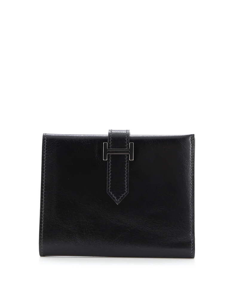 Pre-owned Pre-owned Hermes Hermes Compact Bearn Wallet Box Calf In Black