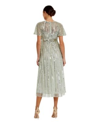 A Line Embellished Short Sleeve Dress