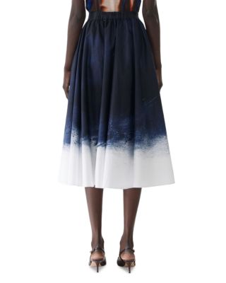 Brushed Canvas Printed Stretch Cotton Circle Skirt