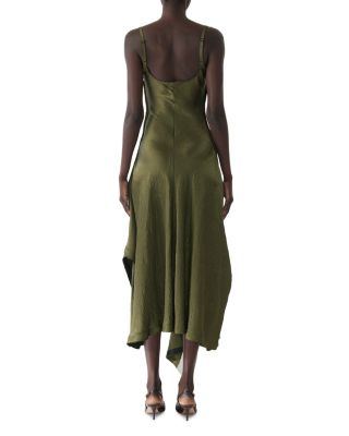 Crinkled Satin Slip Dress