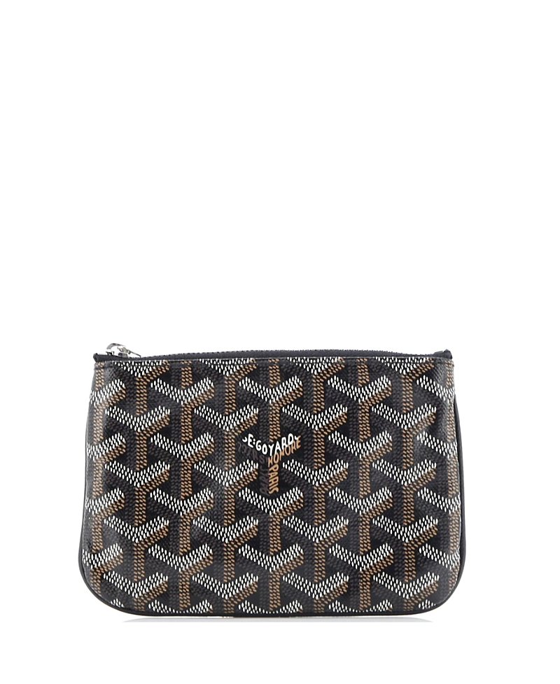 Pre-owned Pre-owned Goyard Goyard Mini Senat Zip Pouch Coated Canvas In Black