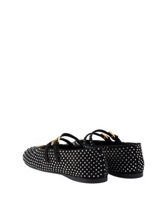  Women's Suede Ballerinas with Crystals