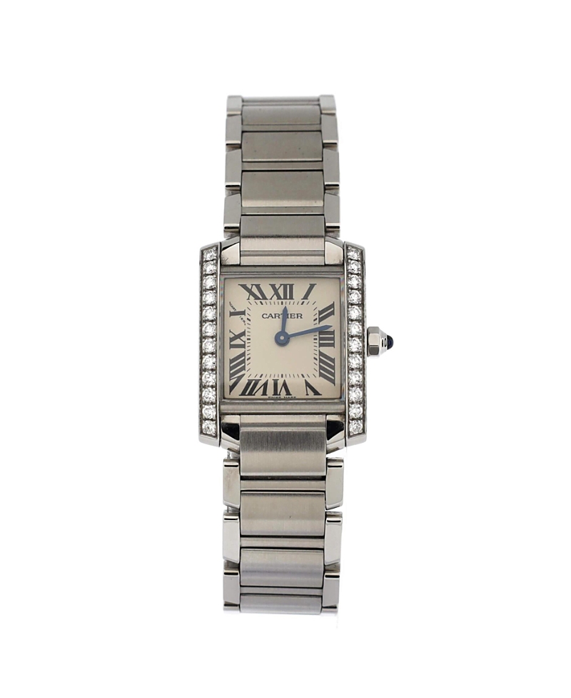 Pre-owned Pre-owned Cartier Cartier Tank Francaise Quartz Watch In Stainless Steel With Diamond Bezel 20mm