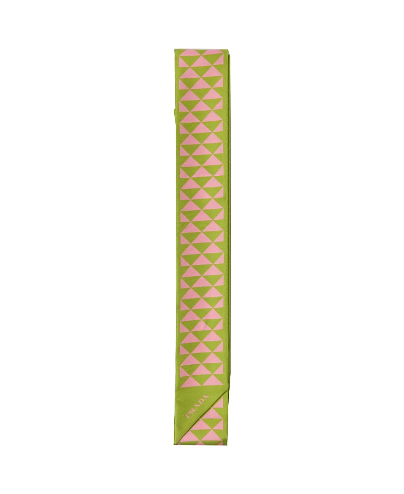 PRADA PRINTED SILK TWILL SKINNY SCARF