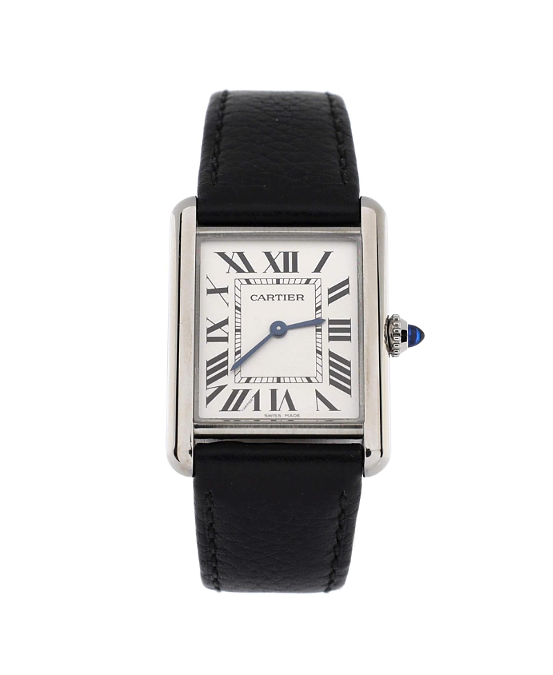 Pre-owned Pre-owned Cartier Cartier Must De Cartier Tank Quartz Watch In Stainless Steel And Leather 25mm In Silver