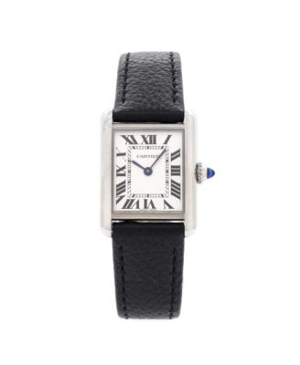 Pre-Owned Cartier - Must de Cartier Tank Quartz Watch in Stainless Steel and Leather 22mm