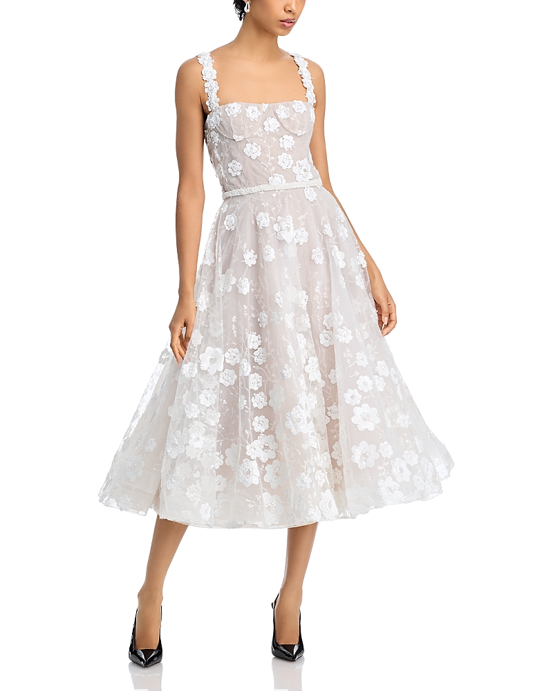 Bronx And Banco Mademoiselle Embroidered Floral Sequin Midi Dress