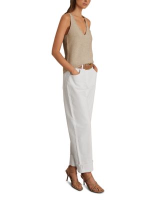 Petites Belinda High Rise Straight Jeans in White