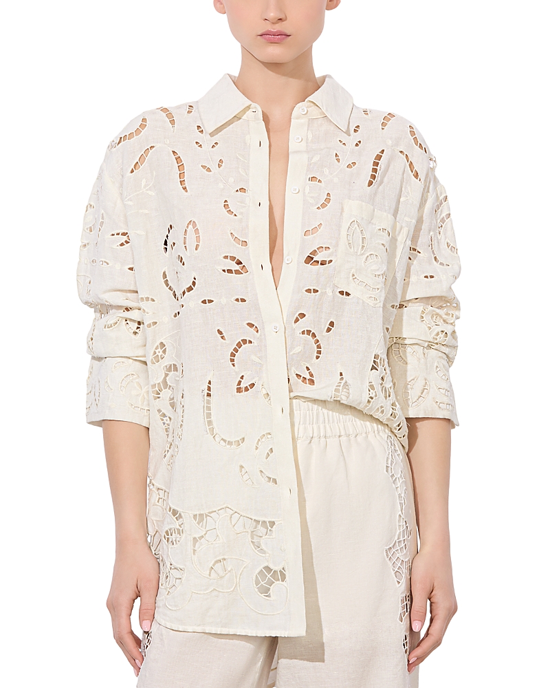 Alice And Olivia Finely Eyelet Oversized Button-front Shirt