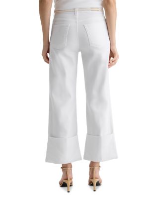 Saige Wide Leg Crop Jeans with Cuff in White