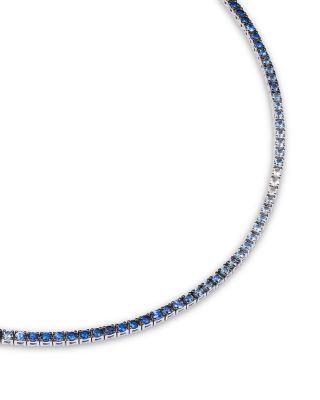 Sapphire Ombr&eacute; Tennis Necklace in 14K White Gold, 16"