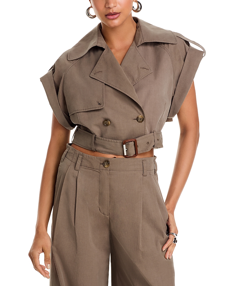 Simkhai Axel Short Sleeve Top In Brown