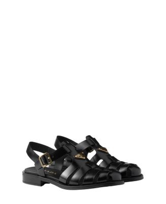 PRADA☆Brushed leather fisherman sandals ☆送料込 Brushed leather fisherman sandals in black - Prada | Mytheresa