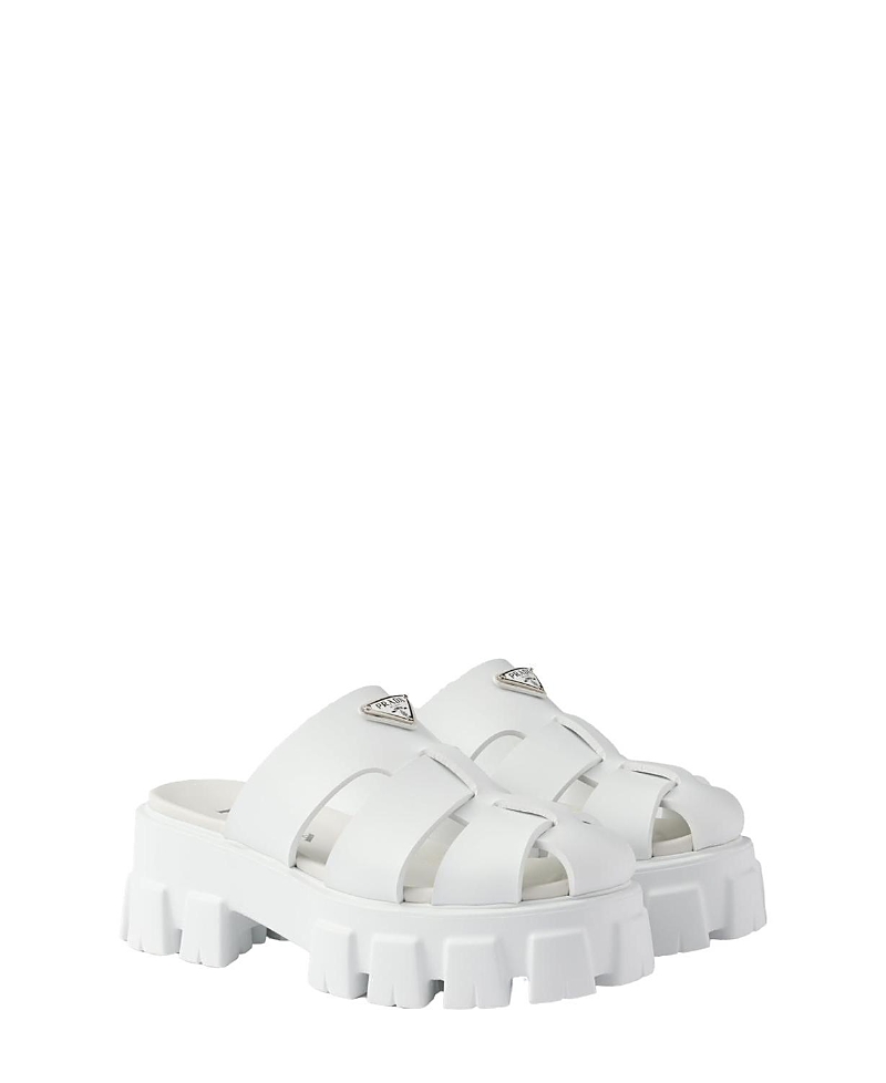 Prada Monolith Rubber Mules In White