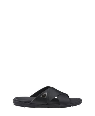 Men's Leather Crisscross Slides