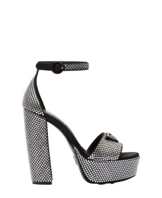 Women's Satin Platform Sandals with Crystals