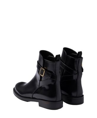  Women's Brushed Leather Ankle Boots with Strap