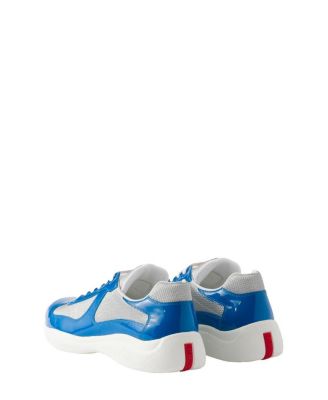 Men's Patent Leather and Technical Fabric America's Cup Sneakers in Blue