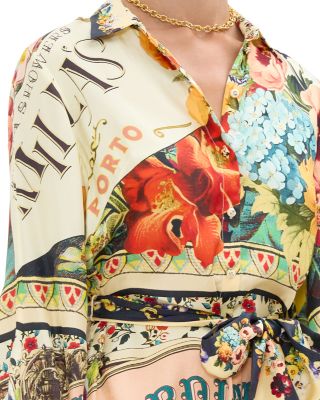 Silk Printed High Low Midi Shirtdress