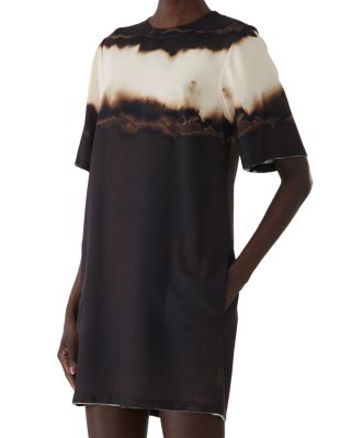 Burned Stripe Short Sleeve T Shirt Dress