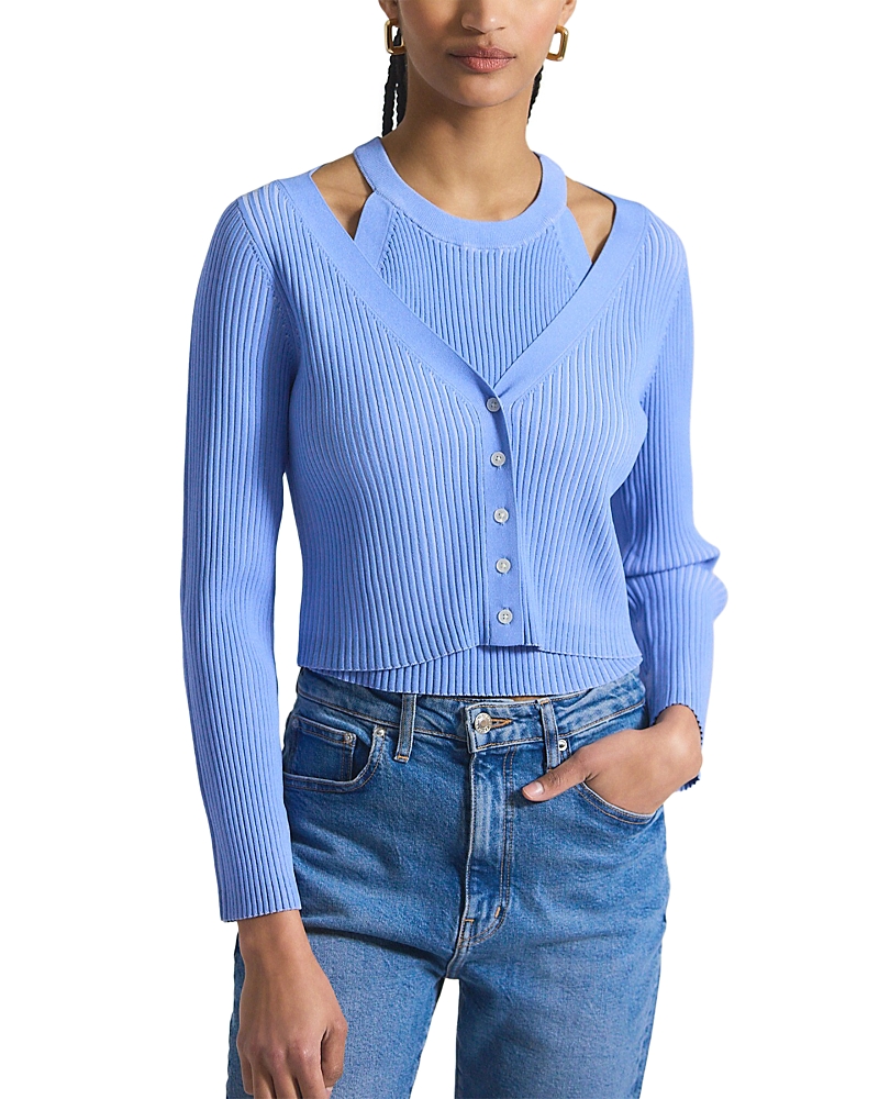 Derek Lam 10 Crosby Lonnie Layered Cropped Cardigan In Blue