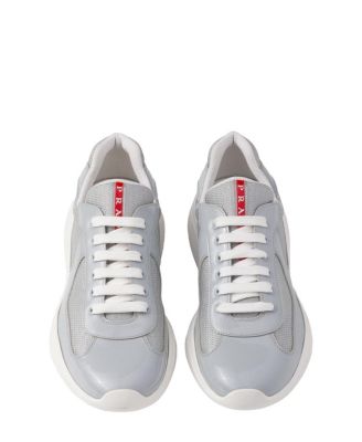 Men's Patent Leather and Technical Fabric America's Cup Sneakers in Grey